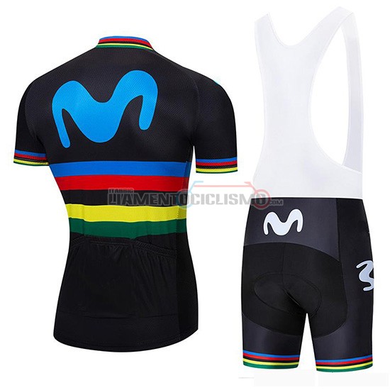Abbigliamento Ciclismo UCI Mondo Campione Movistar Manica Corta 2019 Nero